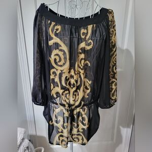 Lane Bryant brocade sheer blouse 16